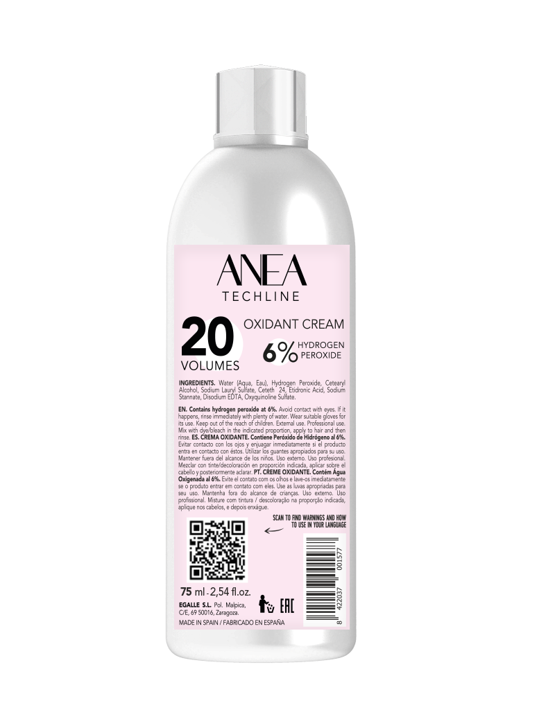 Crema Oxidante Anea Techline 20 Vol. 6% con Vitamina C 75ml – Potencia y Protección para la Coloración