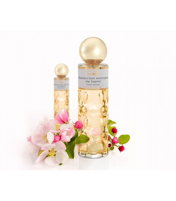 Seduction Woman de Saphir 200 ml – Perfume floral y cítrico con bergamota, rosa y pachulí