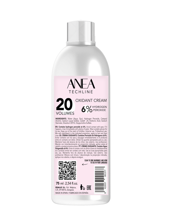 Crema Oxidante Anea Techline 20 Vol. 6% con Vitamina C 75ml – Potencia y Protección para la Coloración