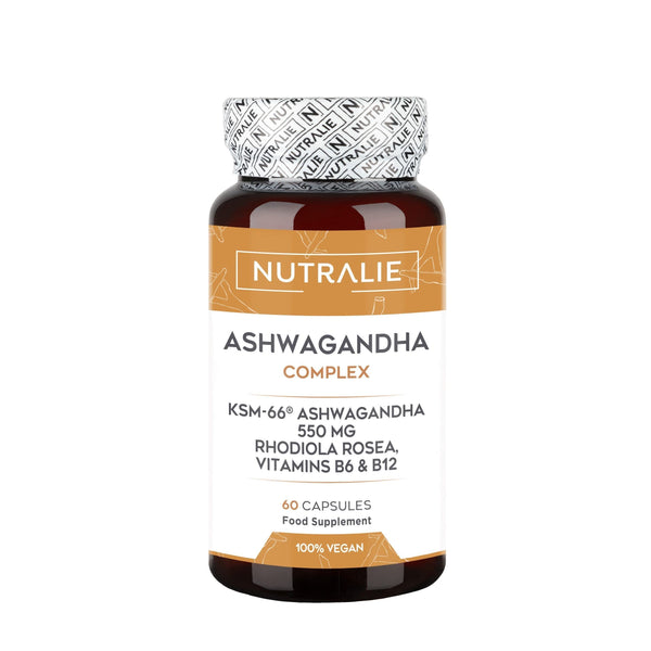 Ashwagandha Complex Nutralie 60 cápsulas – Fórmula Avanzada con KSM-66®, Rhodiola, Vitaminas B6 y B12