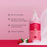 Loción Corporal Hidratante de Fresa y Leche Cuide‑se Bem 400 ml | Vegan, 48 h Hidratación