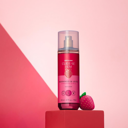 Body Splash Cuide‑se Bem Fresa y Leche 200 ml
