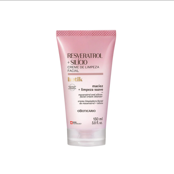 Crema de Limpieza Facial Botik Resveratrol + Silício 150ml – Limpieza Suave y Eficaz para Piel Madura