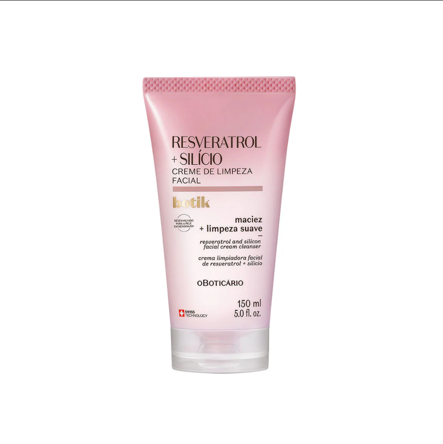 Crema de Limpieza Facial Botik Resveratrol + Silício 150ml – Limpieza Suave y Eficaz para Piel Madura