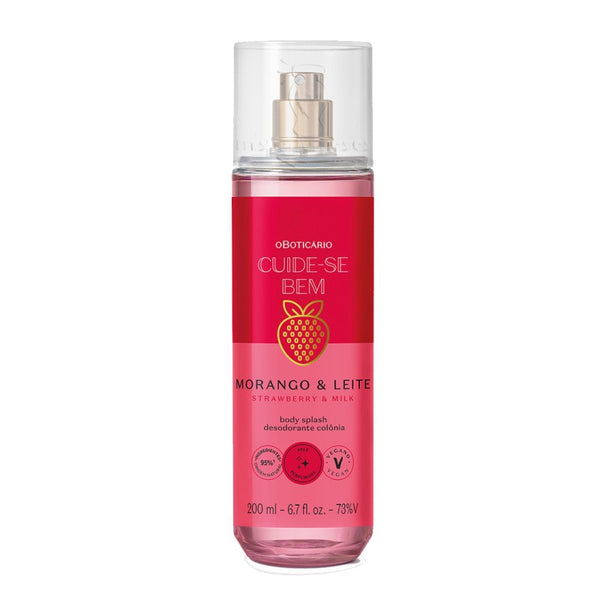 Body Splash Cuide‑se Bem Fresa y Leche 200 ml